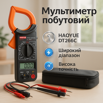 Цифровий кліщовий мультиметр HAOYUE DT266C з термопарою, чохлом та щупами ws95171 фото