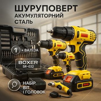 Інструменти акумуляторні, 1350 об/хв Boxer SR-032 дрель гайковерт набір ws98525 фото