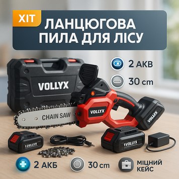 Акумуляторна ланцюгова пила 12 дюймів з двома акумуляторами ws73389 фото